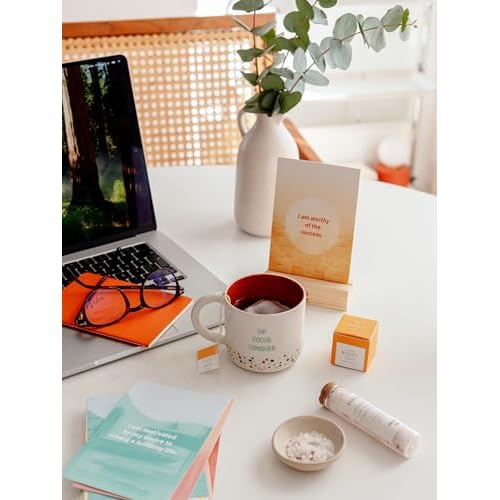 Dear Me Motivation Gift Set ? Affirmation Cards, Handmade Ceramic Mug & Bath Salt ? Mindfulness Gift ? Self-Care Set for Women ? Focus & Productivity Kit for Mental Clarity & Emotional Wellness