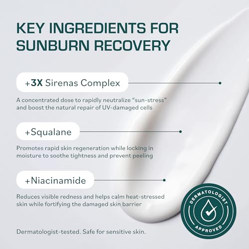 TERNS Mayday Intensive After Sun Gel Cream, Cooling Skin Care for Sunburn Relief, 3X Marine Bioactive Complex with Niacinamide, Squalane, Shea Butter & Aloe, Travel Size, Fragrance Free, 2 Fl Oz