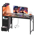 Black 48 Inch Gaming Computer Desk with LED Lights & Storage Shelf - Small