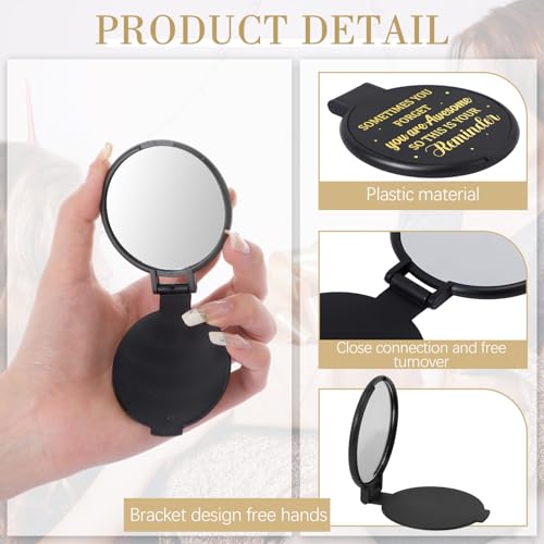 Geetery Black Compact Mirror Set for Women - 50 Pcs Gift Bulk with Organza Bags & Thank You Cards