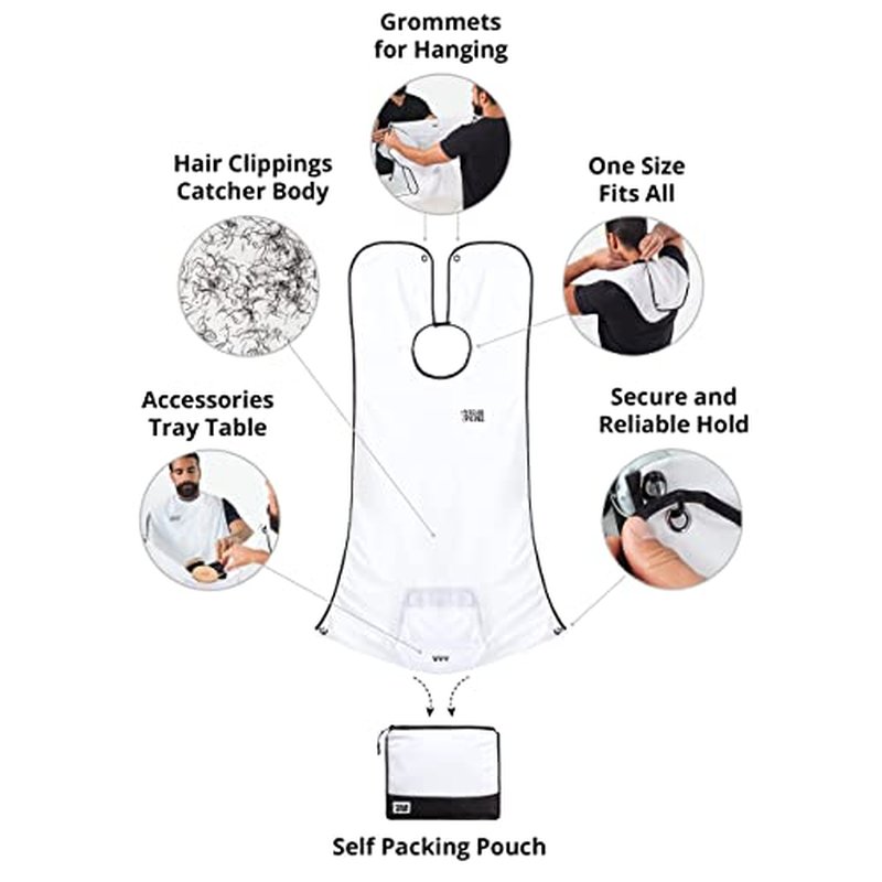 Beard King Beard Bib Apron - As Seen on Shark Tank ? Gifts for Him, Stocking Stuffers for Men, Mens Gift, White