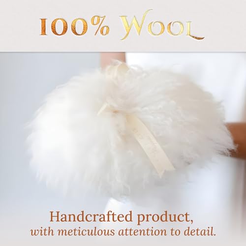 Shelley Kyle Handmade Lambswool Powder Puff 7x7 Inches for Body & Face