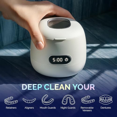 Ultrasonic Dental Retainer Cleaner Machine 45kHz UV Light 200ml Tank