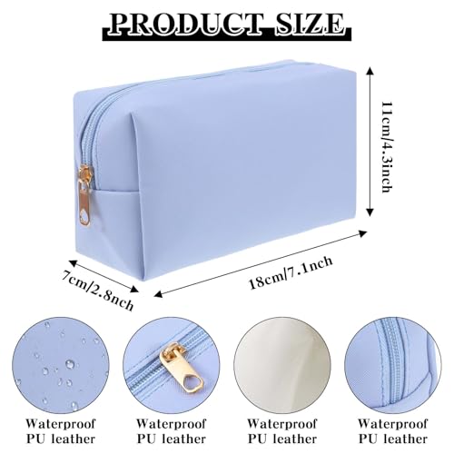 12 Pcs Aesthetics Makeup Bag PU Leather Cosmetic Bag Makeup Pouch Bulk Plain Cosmetic Pouch Waterproof Toiletry Bag for Christmas Party Gift Travel Cosmetic Organizer for Women