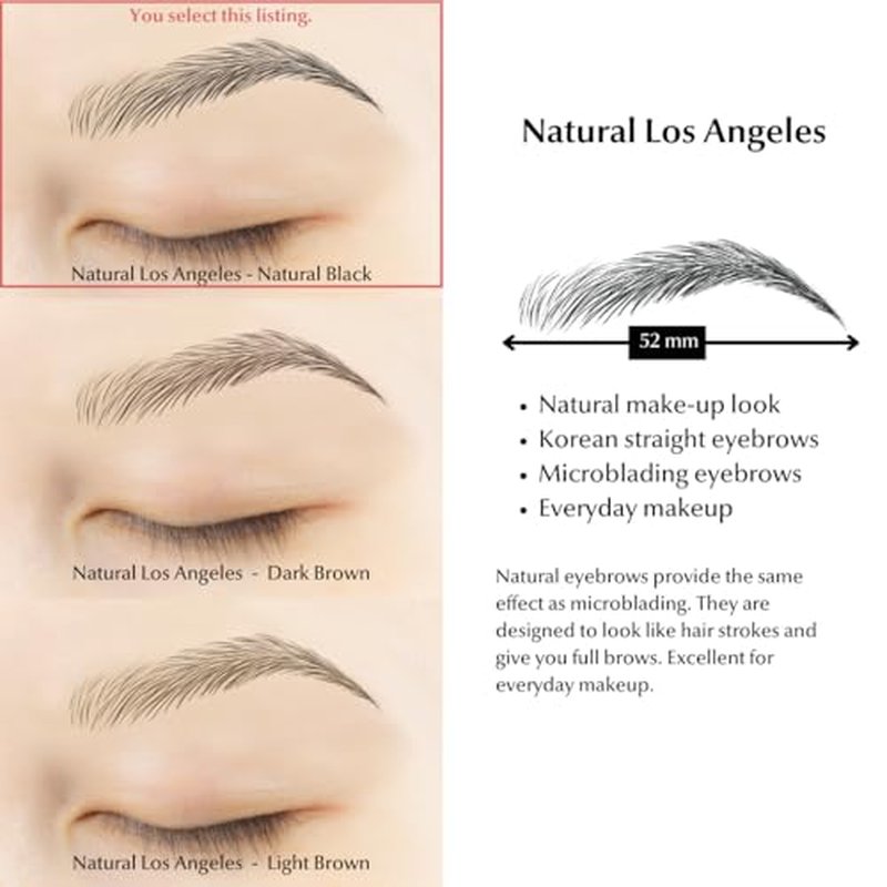 Bliss and Beyond USA | Waterproof Eyebrow Tattoo Stickers. A real hair stroke look. Hair replacement without surgery. Solution for hair loss. Tinted eyebrow tattoos. (New Los Angeles, Natural Black)