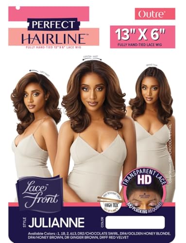 Outre JULIANNE Lace Front Wig 13x6 HD Transparent Frontal Jet Black Glamorous Wavy Hair