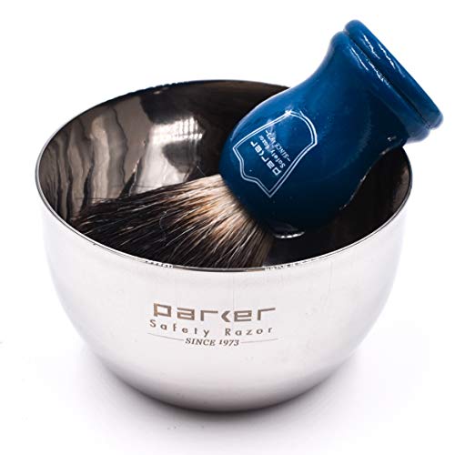 Black Badger Shaving Brush with Blue Wood Handle - Professional Quality