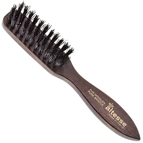 Altesse 320 PM Boar Bristle Beard Brush for Men Beard and Mustache Beard Grooming Kit Dark Beechwood Small Beard Brush Mini with 3 Rows of 100% Firm Boars Hair Beard Brush (5.5") Handmade in France
