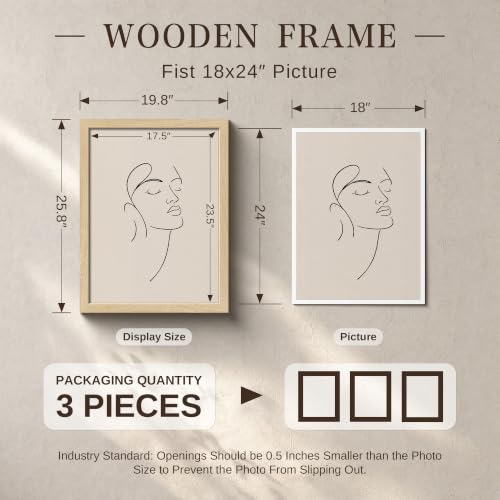 VCK 18x24 Poster Frame Set of 3 - Natural Solid Wood Wall Mounts Variation of THIS listing