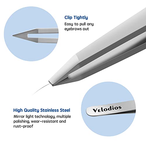 Tweezers for Eyebrows, Pointed TipTweezers for Women Facial Hair, Ingrown Hair Removal, Slanted and Pointed Tip Tweezers Set with PU Travel Case (Slant Tweezers)