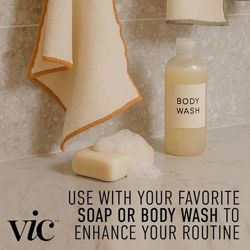 VIC Deep Exfoliating Face & Body Washcloth | Premium Organic Cotton | Intensive Skin-Renewing Texture | Artisan Made in The Netherlands | 14¡± x 17¡±, 2-Pack