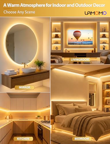 Lamomo LED Strip Lights 65.6ft Warm White Dimmable Waterproof Neon Rope