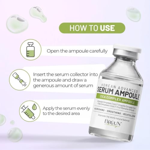 BRÜUN CICA Revival Serum Ampoule for Microneedling, Face & Body, 1.18 fl oz