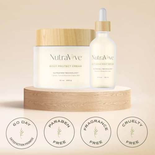 Skin Firming & Rejuvenation Duo: Body Protect Cream (8.1 Oz) & Anti-Aging Night Serum (1.7 Fl Oz) - Promotes Firm, Soft, and Supple Skin with Anti-Aging Benefits