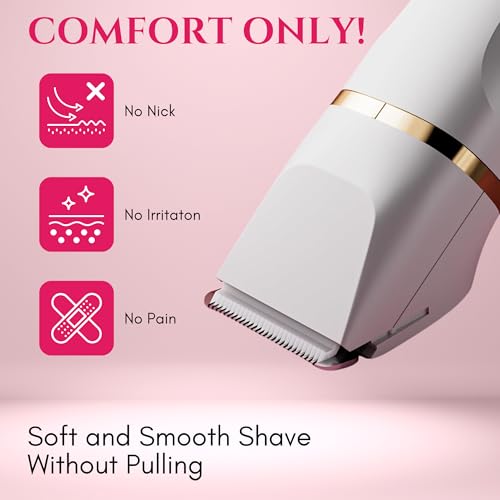 5-in-1 Bikini Trimmer Electric Razors with USB Cord, Excellent Facial Hair Elimination, Wet/Dry Body Shaver for Nose, Eyebrows, Beard, Leg, and Arm, IPX7 Waterproof (White)