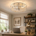 20-Inch White Gold Industrial Caged Ceiling Fan with Light & Remote