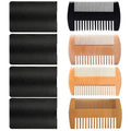 4 Pack Double-Sided Pocket Comb, Wooden Dual Action Beard and Mustache Comb Set with Leather Cases for Beards and Mustaches, Everyday Styling Comb For Detangling Knots, Beard Care & Grooming