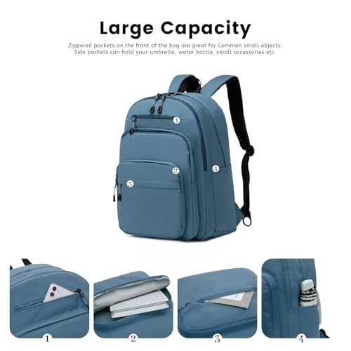 Lanola Basic Multi-Pocket Multipurpose Backpack Classical Water Resistant Bookbag For School Business Travel or Casual Daypack Backpacks For Men Or Women - Turquoise