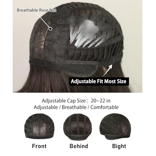 24 Inch Natural Black Layered Wig with Bangs for Women - Model 1B