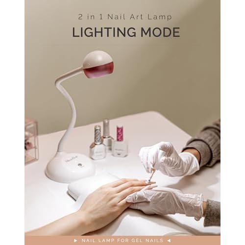 MelodySusie Gooseneck Cordless UV Nail Lamp with Adjustable Light Angle, S-Pro09M 2-in-1 Rechargeable Fast Curing Nail Dryer Cures All Gels, Especially Rhinestone Glue & Liner Gel Polish