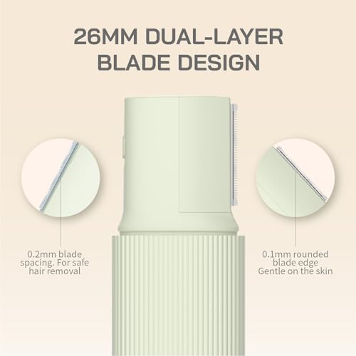 Mini Body and Bikini Trimmer for Women/Men - Waterproof for Facial, Underarm, Leg, Lip, and Pubic Grooming, USB-C Rechargeable, Under 30dB Quiet, Portable with Velvet Travel Pouch (Green)