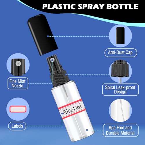 DupakSYS 100 Pack 2oz/55ml Travel Spray Bottles - Small Clear Refillable