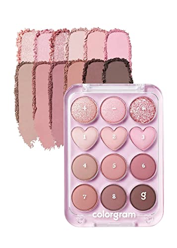 COLORGRAM Pin Point Eyeshadow Palette 02 Pink & Mauve – Ultra-Blend Matte, Glitter & Shimmer
