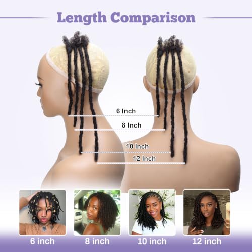 1B / 6in 20 Strands Interlocking Human Hair Dreadlock Extensions - Black
