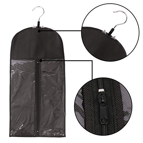 23.6 Inch Hair Extension Storage Bag with Hanger - Waterproof Dustproof Portable Organizer - Black
