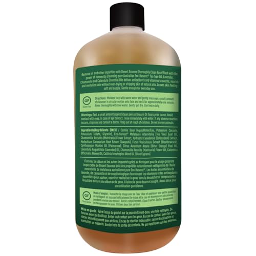 Desert Essence Tea Tree Face Wash 32 fl oz - Gentle, Hydrating, Natural Skin Cleanser