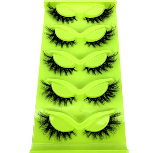 HBZGTLAD New 3D Cat-Eye Mink Eyelashes Curled Winged Natural Realistic Messy End Eye Elongated Thick False Eyelashes Soft Fake Eyelashes (MF-6)
