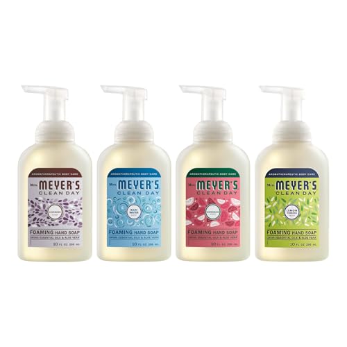 Mrs. Meyer’s Clean Day Foaming Hand Soap Pack - 4 Scents, 10 OZ Each, Rainwater + Lavender + Lemon Verbena + Watermelon
