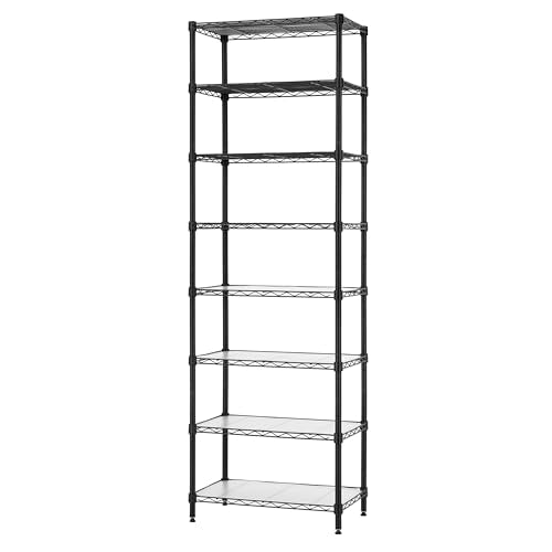 Finnhomy 8-Tier Adjustable Steel Wire Shelving Unit 72 Inch Black Storage Rack