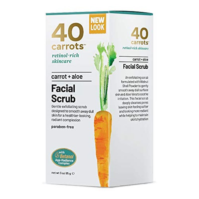 40 Carrots Carrot Aloe Facial Cleansing Facial Scrub - Helps Improve Skin Tone & Texture | Get Softer Radiant Looking Skin | Made in USA, Paraben & Cruelty Free (3oz)