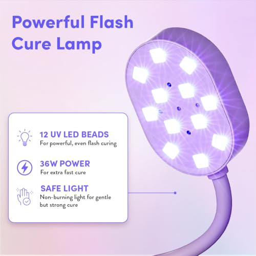 Purple Rechargeable LED Gel Nail Lamp with Auto Sensor & 4 Timers - Cordless & Portable