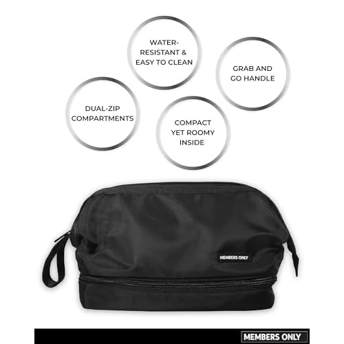 Members Only Dual Dopp Kit Toiletry Bag, Mens Dopp Kit for Travel with Dual Compartments, Mens Toiletry Travel Bag