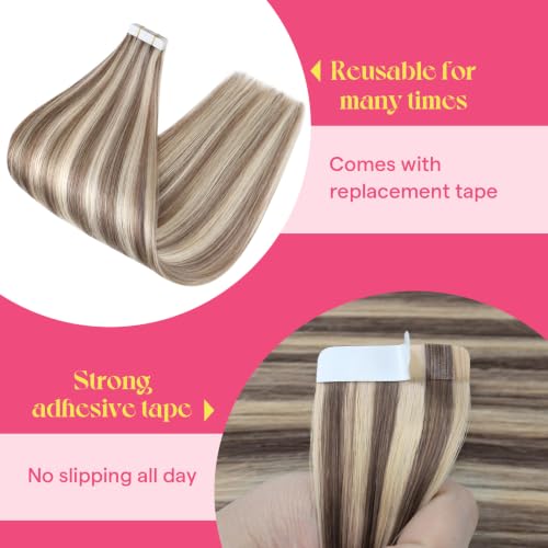Ve Sunny 14 Inch Light Brown Blonde Hair Extensions Tape-In 50g - Variation #8A/P60