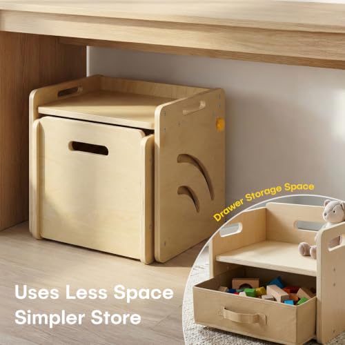 STEPLAY Montessori Adjustable Table & Chair Set for 1-3 Years – With Storage Box, Mat & Log Variation