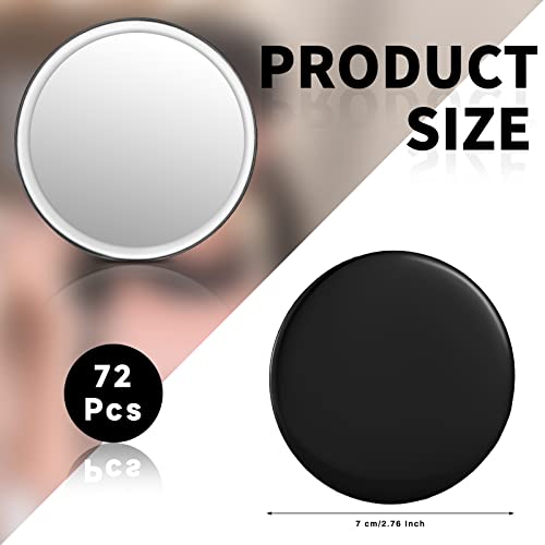 Blulu 72 Pieces Compact Mirror Bulk Mini Portable Round Small Makeup Pocket Mirror for Gifts Purse Women Travel Daily Use Christmas Thanksgiving 2.76 Inch (Black)
