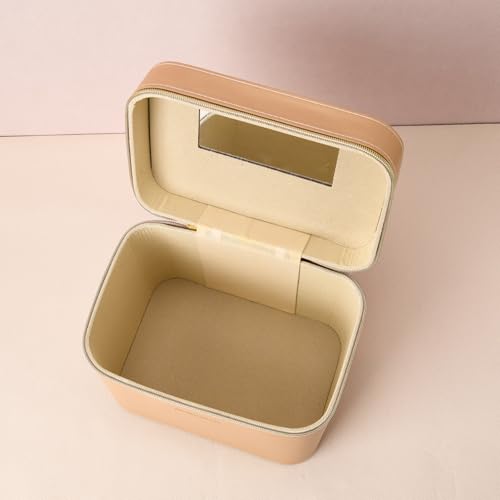 Luxury White Hard Makeup Box with Mirror - Portable Leather Cosmetic Case MIX-2