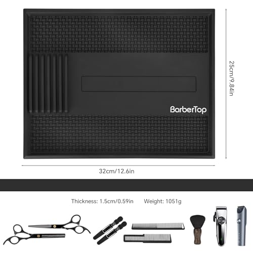 12.6 x 9.8 Inch Magnetic Barber Mat for Clippers & Tools, Anti-Slip Organizer