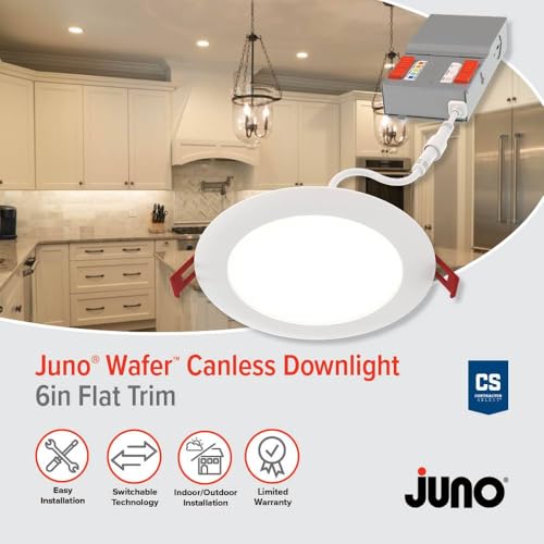 6-Inch Flat Trim Recessed LED Downlights - 5-in-1 CCT, 6 Pack
