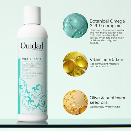 Ouidad Vitalcurl+ Balancing Rinse Conditioner 33.8 Fl Oz - Hydrating Curl Detangler & Frizz Control - Sulfate & Silicone Free