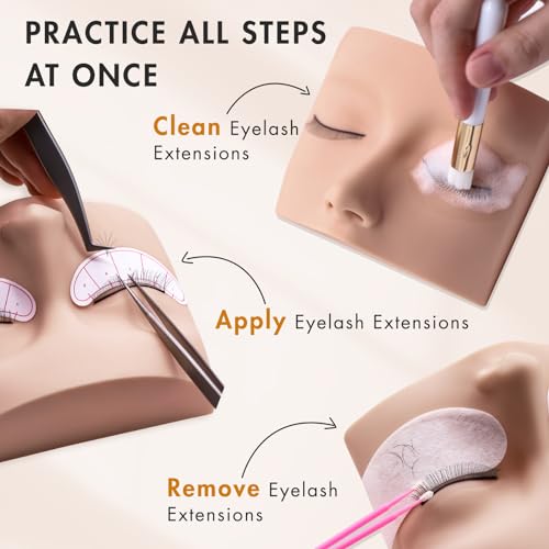 Eyelash Extension Practice Kit with Mannequin Head & Supplies for Beginners