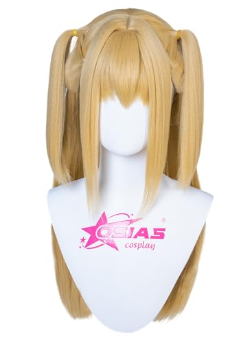 Long Golden Synthetic Wig for Cosplay – Misa Amane Style with Pigtails