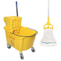 Commercial Mop Bucket with Side Press Wringer on Wheels - 35 Qt Heavy-Duty Floor Cleaning