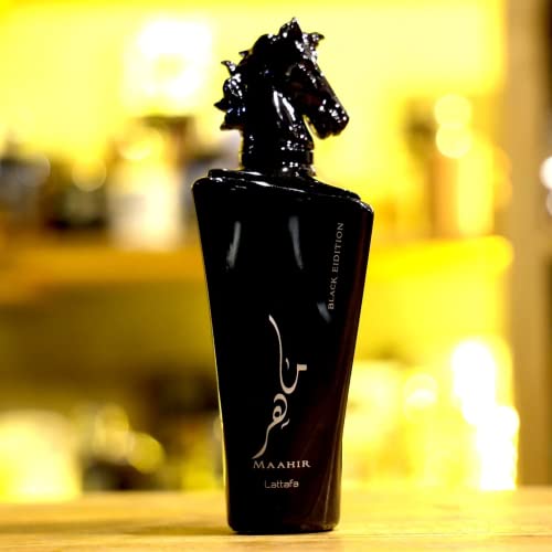 Lattafa Maahir Black Edition Unisex Eau de Parfum Spray - Amber Spicy, 3.4 Fl Oz