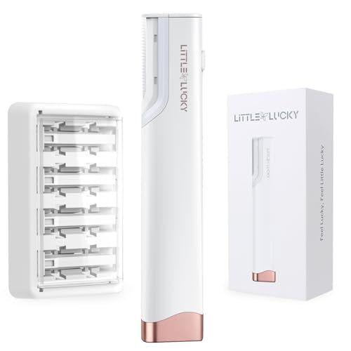 Littlelucky Sonic Dermaplaning Tool for Face,Rechargeable Dermaplane Razor for Women with LED Light,3 Speed Levels,for Facial Hair & Peach Fuzz Remover,Exfoliation,with 5 Skin-Friendly Refill Blades