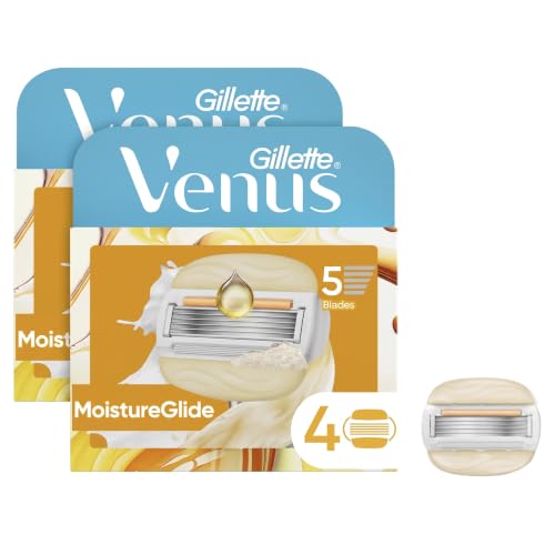 Venus MoistureGlide Women's Razor Blades 4 Count Refills with Built-in Shave Gel Bars - Pack of 2
