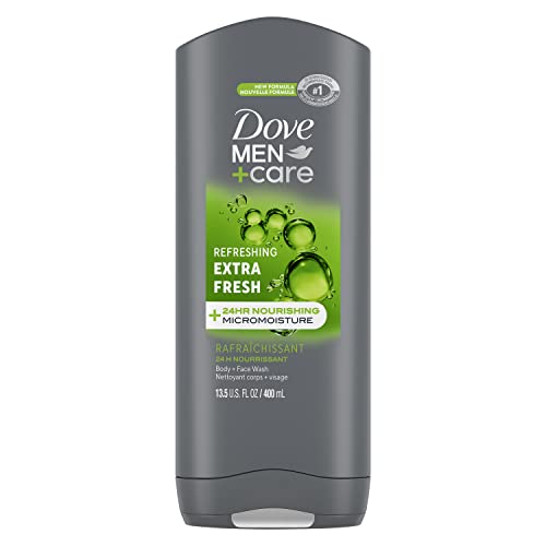 DOVE MEN + CARE Shower Tool For Stronger, Healthy-Feeling Skin Active Clean Scrubs Body Wash and Face For Fresh, Healthy-Feeling Skin Extra Fresh Cleanser That Effectively